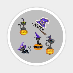 Halloween Stickers pack - witches - 5 stickers Magnet